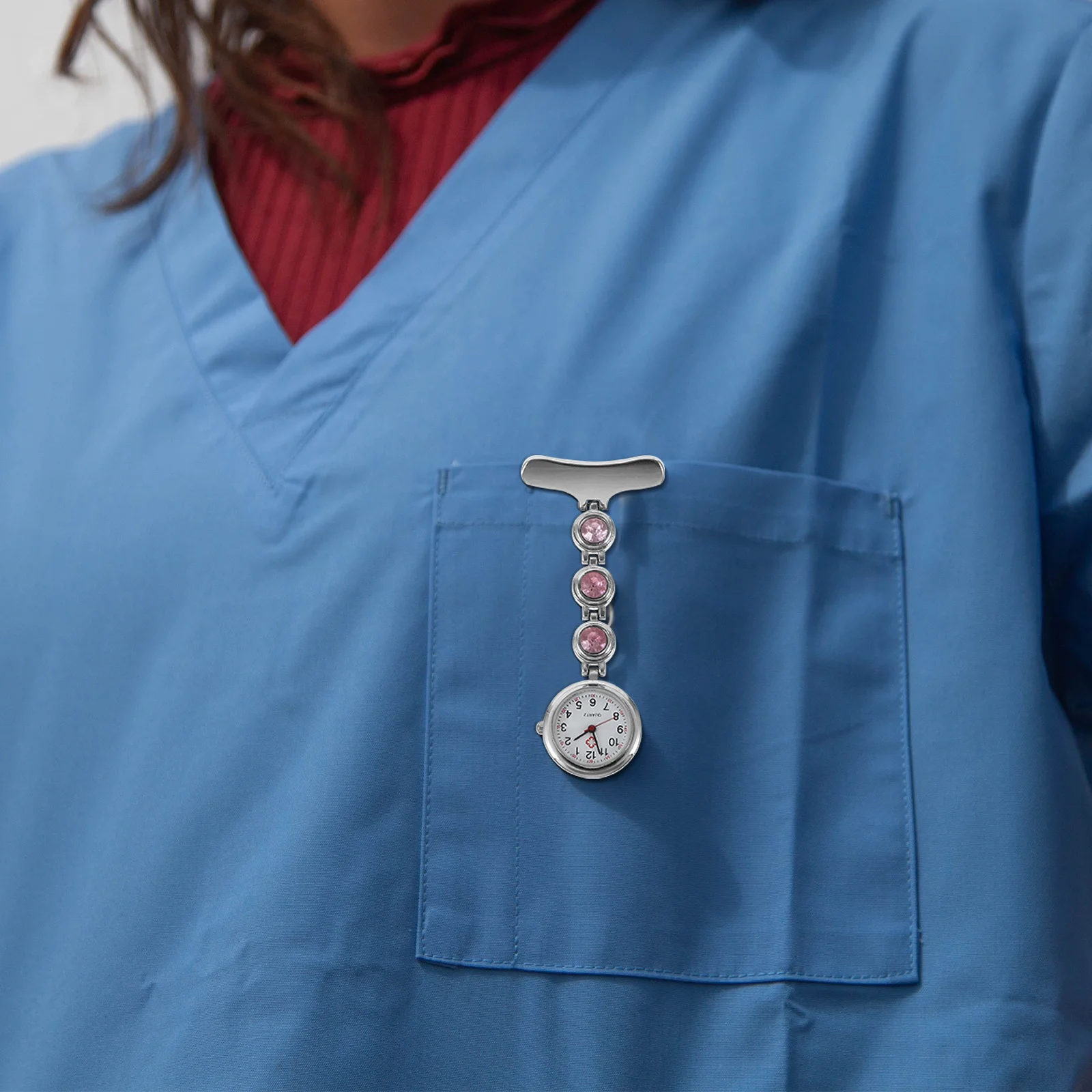 

Rhinestone Inlay Student Watch Nurse Fob Clip On Lapel Pendant Watch For Medical Exam Gift Bling Hanging Timepiece