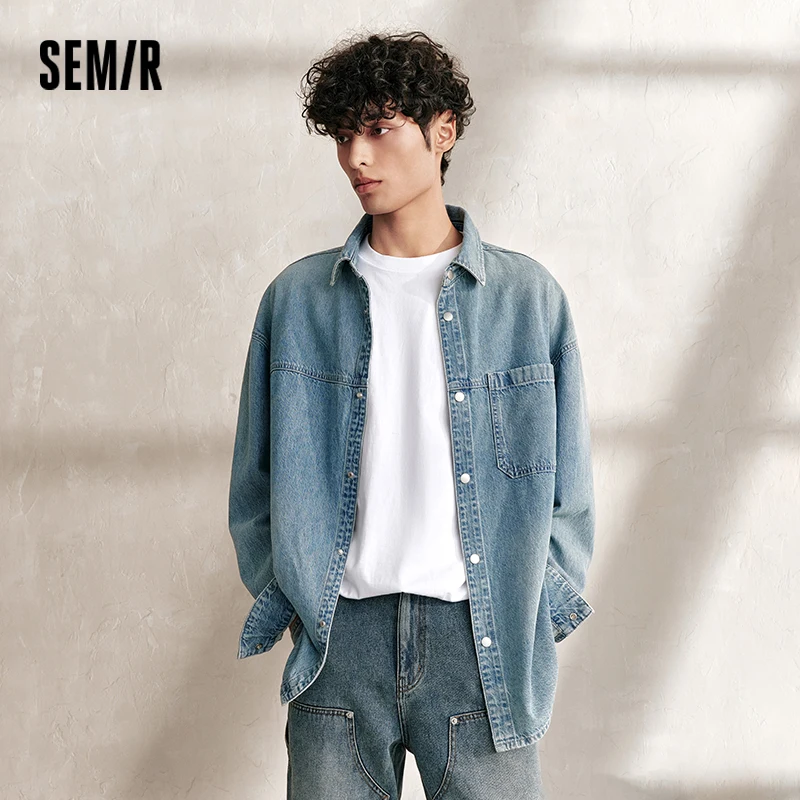 

Джинсовая рубашка Semir для мужчин, осень 2021, новая джинсовая куртка, свободное повседневное пальто
