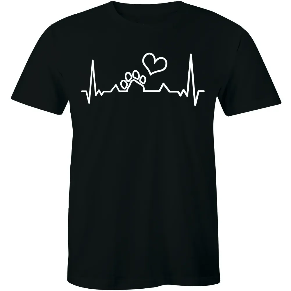 Paw Print Heartbeat Lifeline Dog  Dog Lover Shirt Men's TShirt Gift Tee