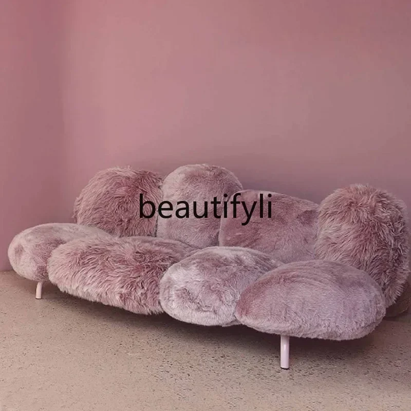 LJYLeisure كرسي أريكة تقليد أرنب فروي فندق غرفة المعيشة كرسي غرفة النوم #2