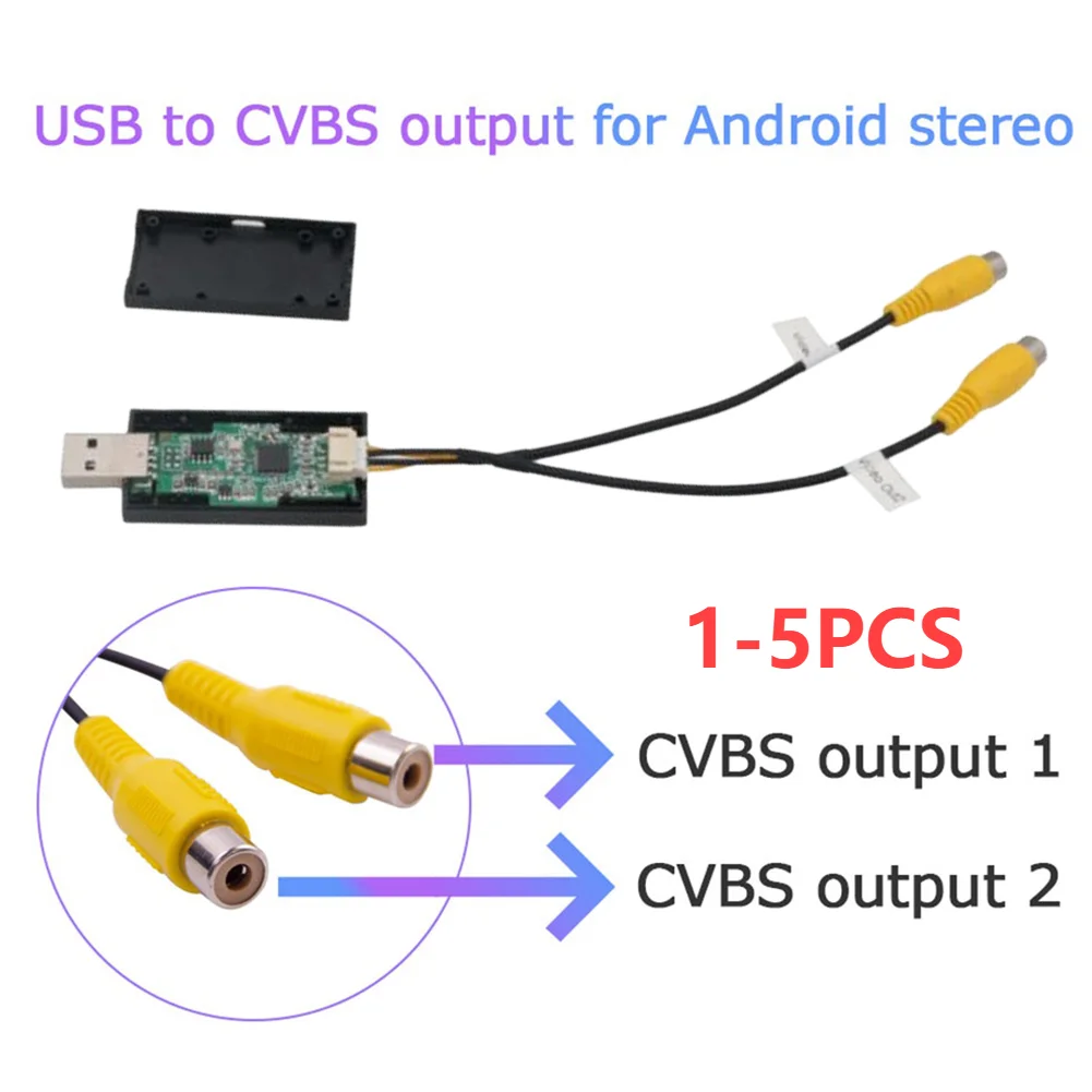 

USB to Cvbs Video output Adapter to RCA interface Cable Android TV Player USB input 2 port vedio outbut to Car Radio Accessories