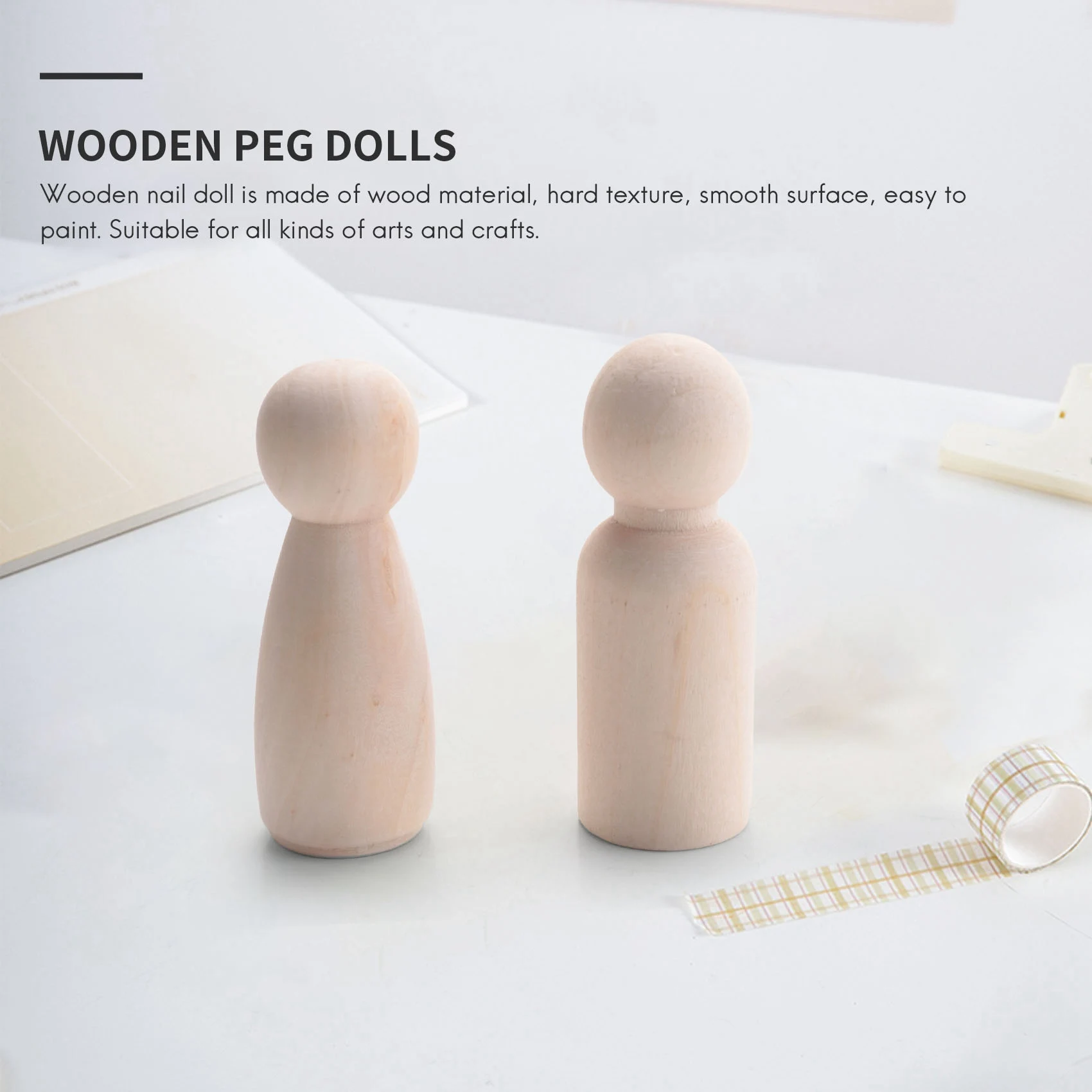 Wooden Peg Dolls, 56PCS Unfinished Decorative DIY Angel Tiny Doll Bodies Painted Natural Wooden People with Hats