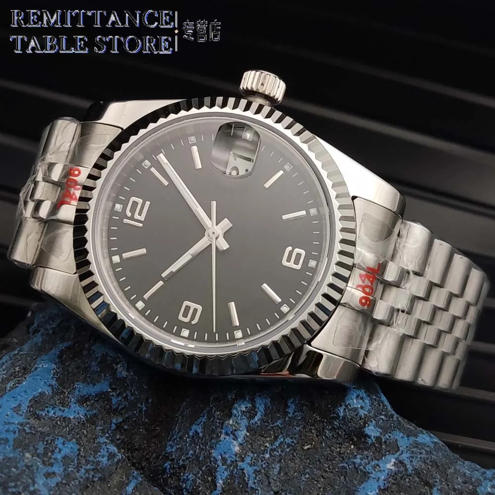 

New Black Dial 36mm Automatic Mechanical Watch, Sapphire Glass, Men's Stainless Steel Waterproof Watch, NH35