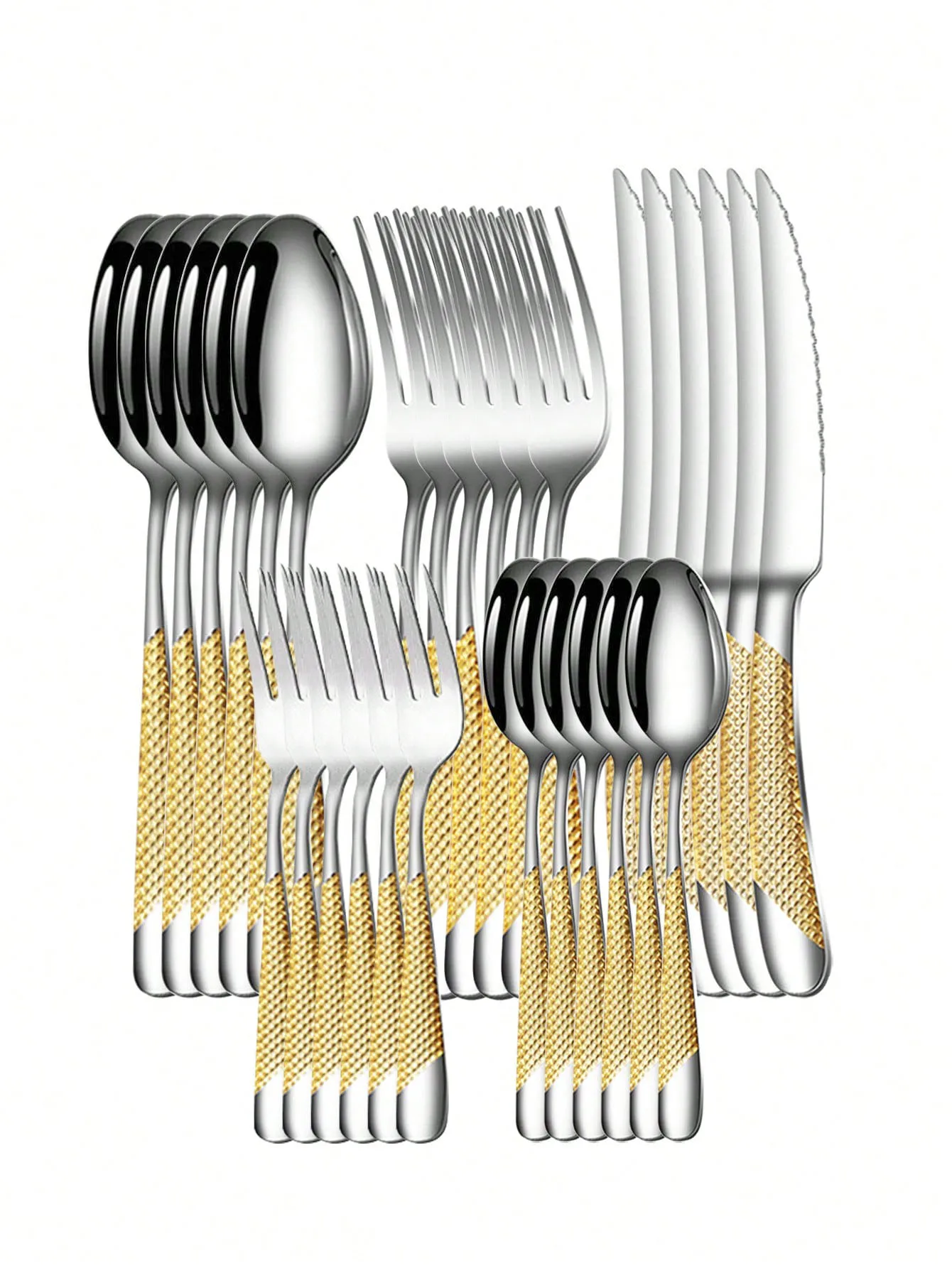 6pc/30pc Stainless steel star drill dinnerware set knife, fork and spoon set for the kitchen and dining room