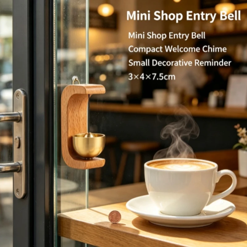 Dopamine Entrance Wind Chime, Copper Bell Hanging Ornament, Wooden Handicraft Home Decor, Door Entry Alert Reminder