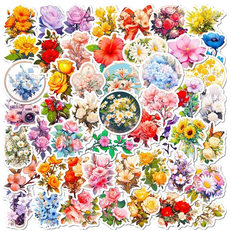 10/30/50PCS Vintage Rose PVC Sticker estetico decorazione per bambini Scrapbooking cancelleria coreana materiale scolastico per bambini