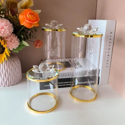 Creative Crystal Glass Candy Jar Gold Plated Jewelry Cotton Swab Box Candle Jar Kitchen Storage Candy Dried Fruit Glass Bottle