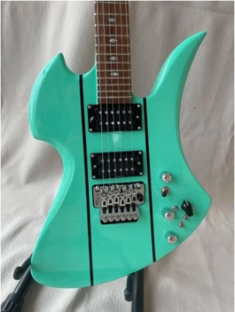 Customizable BC Rich Guitar With Green Veneers Red Veneers