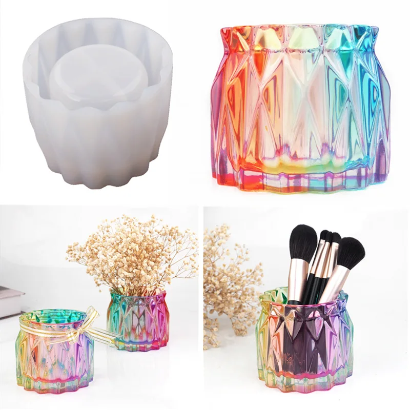 

Faceted Vase Pen Holder Storage Jar Silicone Mold Mirror Surface Epoxy Resin Mould DIY Handmade Home Decor Craft Casting Making