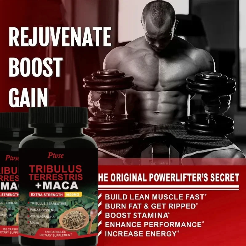 Tribulus Terrestris Capsules, with Ashwagndha, Panax Ginseng, Maca, Boost Energy, Mood, Stamina & Performance, for Men & Women