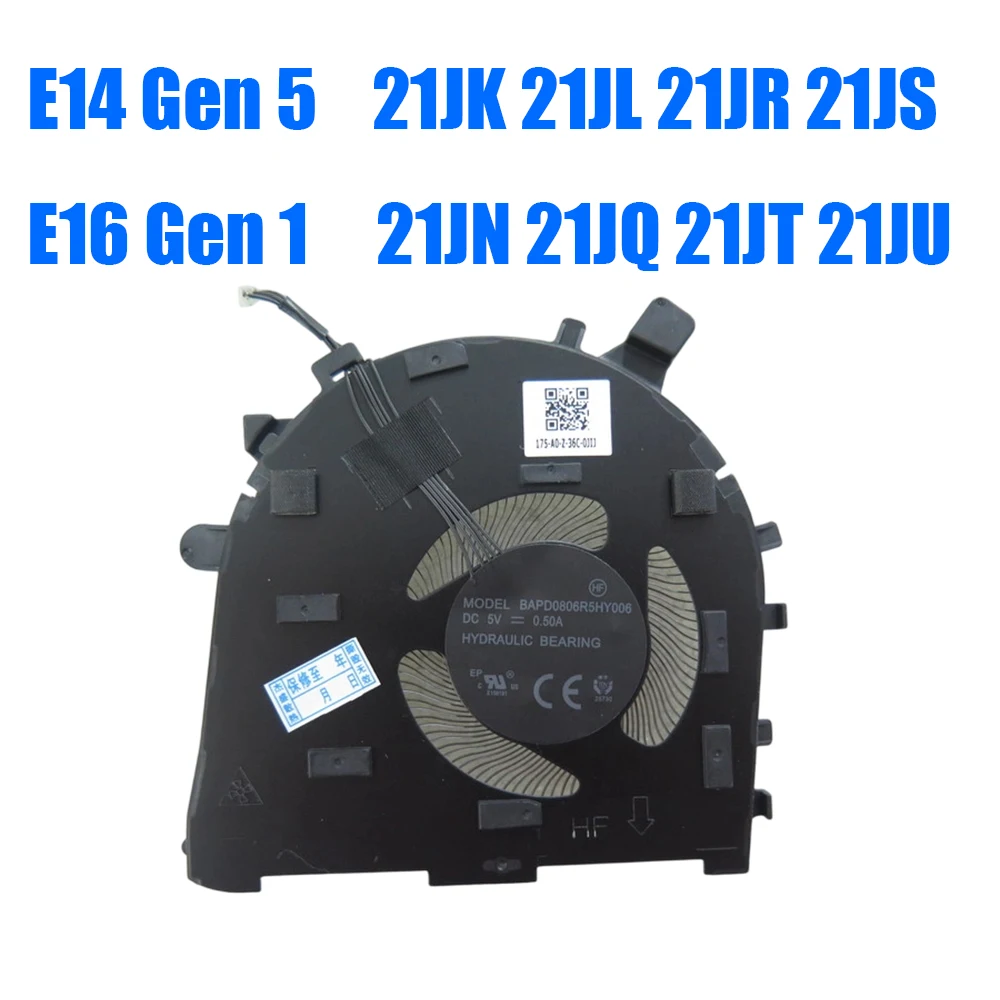

For Lenovo For ThinkPad E14 Gen 5 21JK 21JL 21JR 21JS E16 Gen 1 21JN 21JQ 21JT 21JU BAPD0806R5HY006 DC5V Laptop CPU Fan