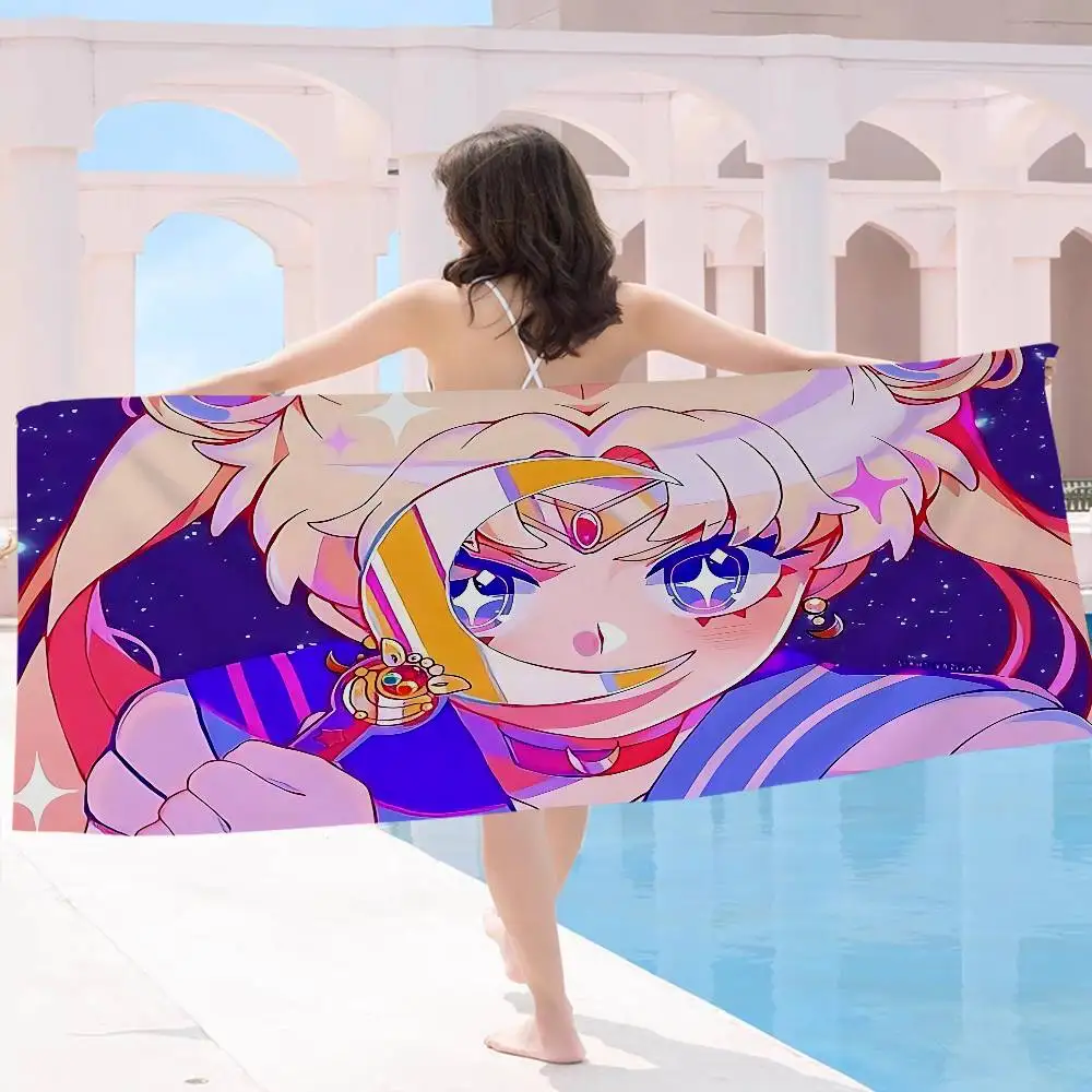 Magical Girl Anime S-Sailor M-Moon Big Microfiber Beach Towels Quick Dry Towel Sand Beach Towels Pool Towel for Travel Swim