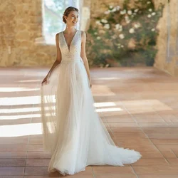 Fascinating Sexy V-Neck Women Wedding Dresses Fluffy Sheer Bridal Gowns Elegant Cocktail Banquet Vestidos De Novias Customized