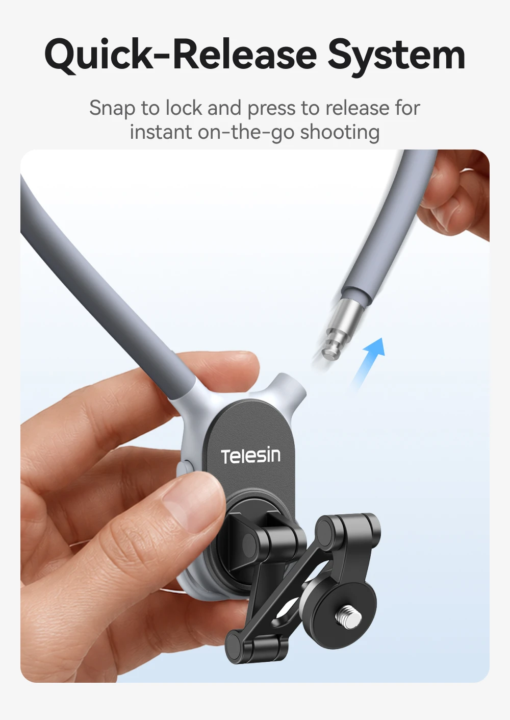 TELESIN Gimbal-Kamera-Nackenhalterung für DJI Osmo Pocket 3/4/4 Pro Luna Pro/Ultra, freihändiger POV-Brustgurt-Halter mit 1/4-Zoll-Schraube – Detail 4