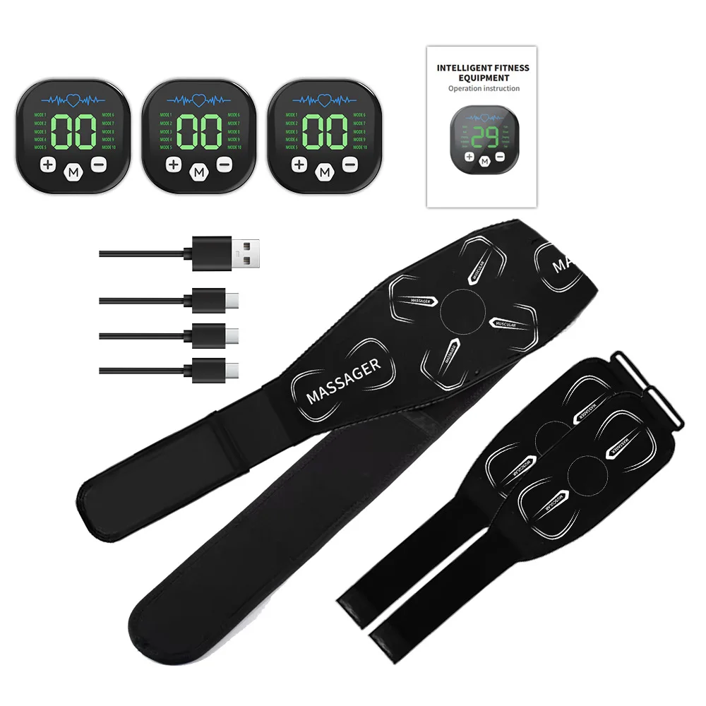 Tragbares EMS-Muskelstimulator-Set – Elektrischer Bauchgürtel & Armtrainer für Heimfitness und Fettverbrennung
