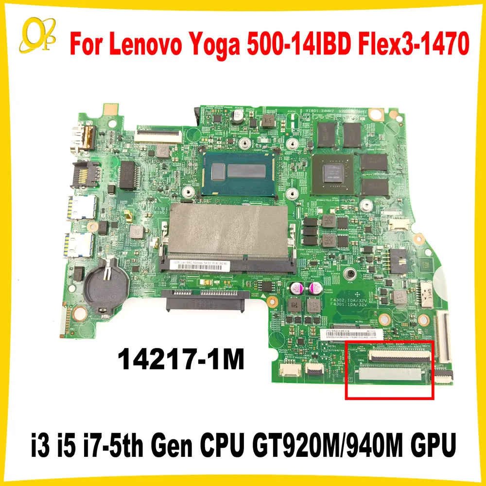 

14217-1M Mainboard for Lenovo Yoga 500-14IBD Flex3-1470 S41-70 laptop motherboard i3 i5 i7-5th Gen CPU GT920M/940M GPU DDR3 Test