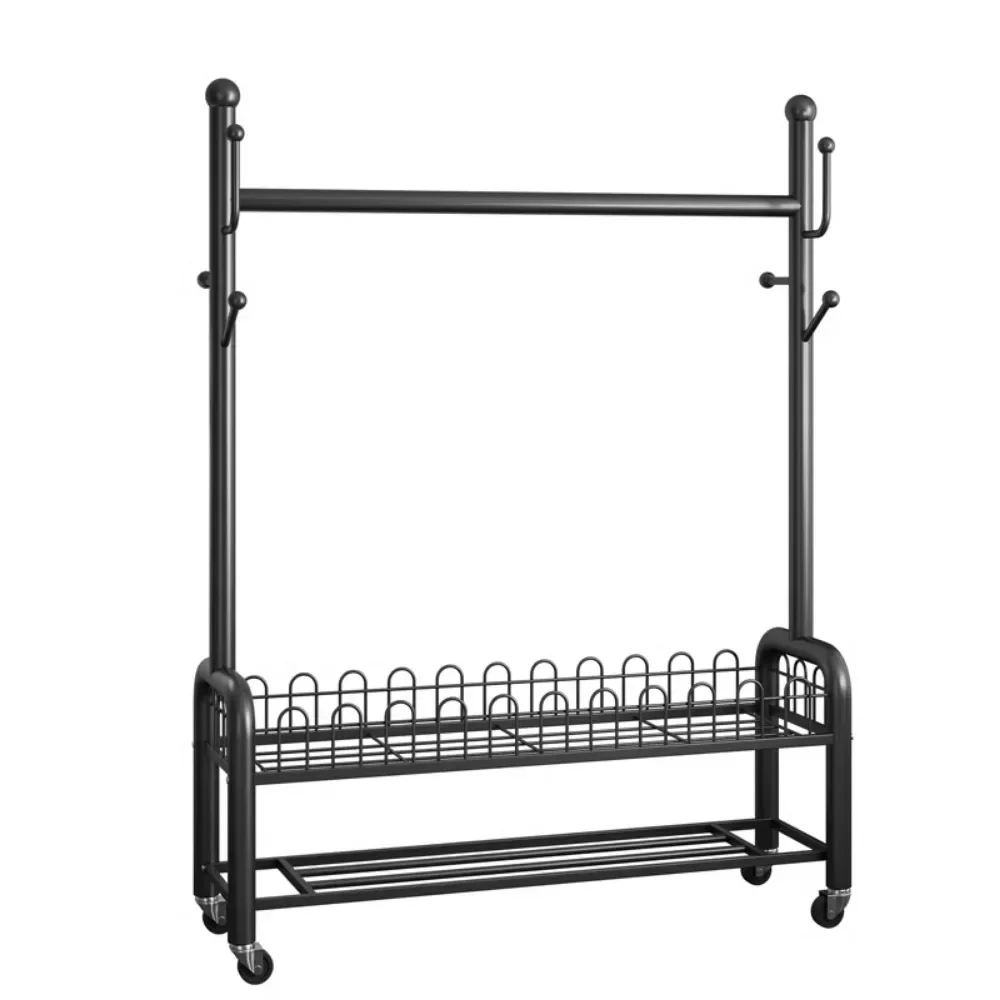 wi-Stylish Black Minimalist Clothes Wheels Perfect Balcony Organizing Boutique Modern Metal Design Home Accessories Furniture-