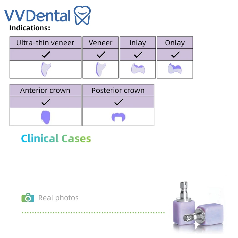 

VVDental C14 Dental Lab Lithium Disilicate Glass Ceramic Blocks Sirona HT/LT for CAD/CAM CEREC Dental Emax Veneer Crown Material