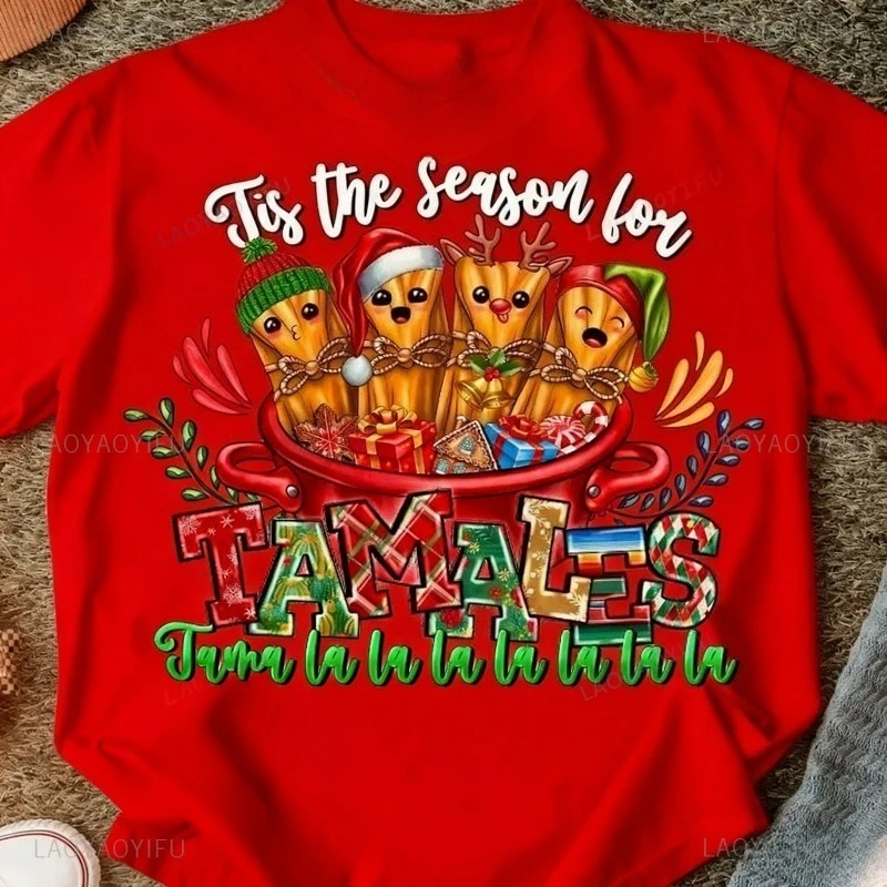 Retro Christmas Tamales PNG Mexican Food Holiday Digital Download Funny Pattern Tshirt Christmas T-shirt Fashion New Style
