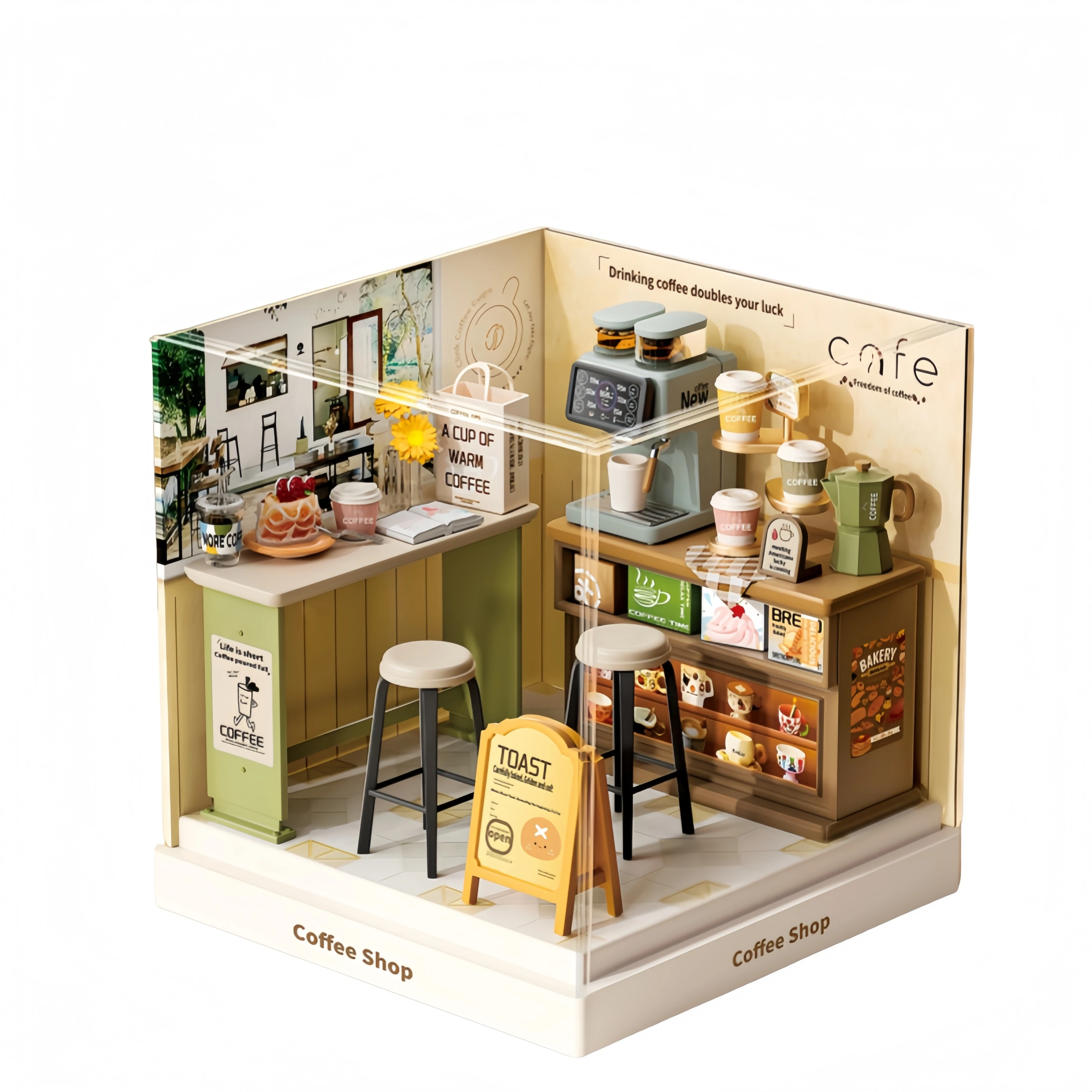 Puppenhaus Mikrobausteine Handwerk Zimmer Montage Szene Ziegel Schlafzimmer Küche Restaurant Modell Blöcke Geburtstagsgeschenke