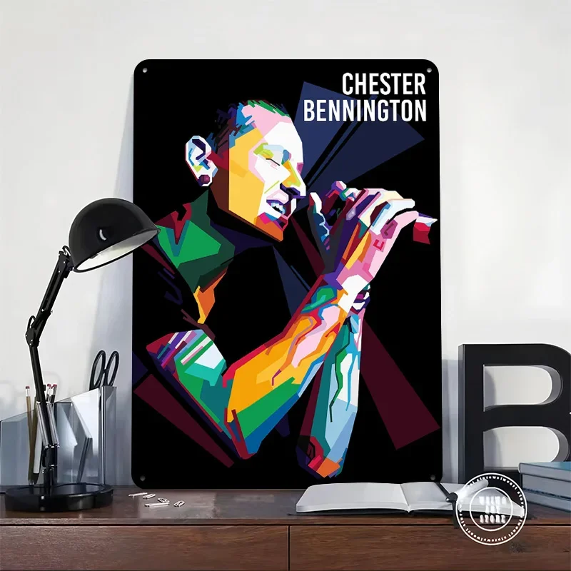 Chester Charles Bennington 3D Texture Printed Poster Custom Vintage Metal Tin Plate Sign for Wall Art Room Decor Wand Deko House