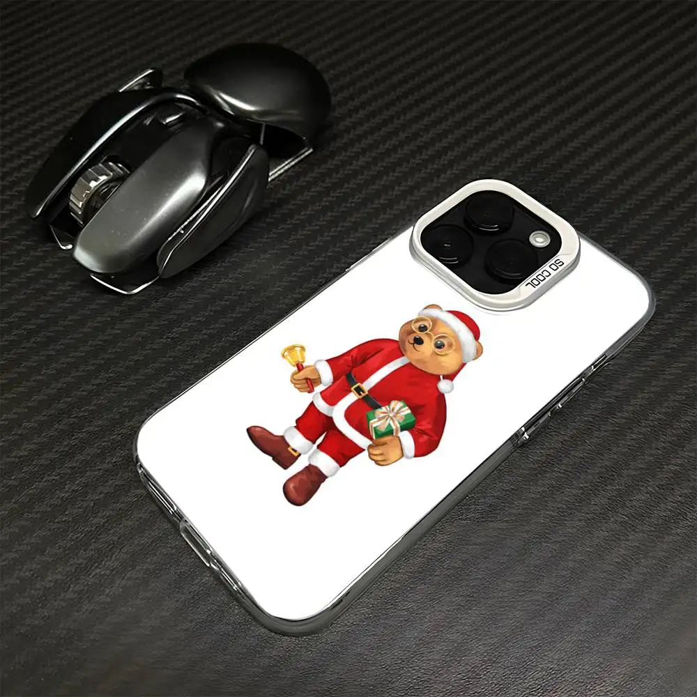 حافظة هاتف B-Baron F-Filou B-Bear لهاتف iPhone 16,15,14,13,12,11,Mini,Pro,MAX غطاء أبيض غير لامع مقاوم للصدمات