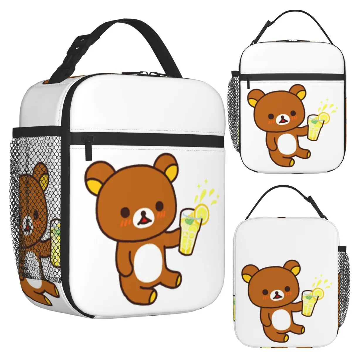 

Cool Lemonade Milk And Mocha Cute Teddy Bears Insulated Lunch Bag for School Bento Storage Food Boxes Thermal Lunch Box Tote