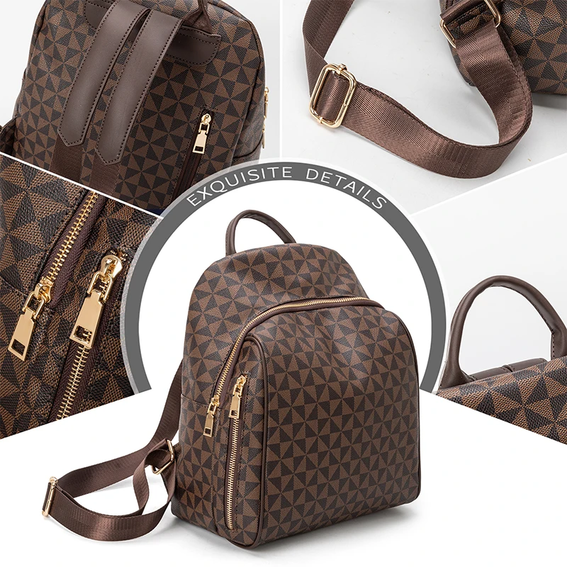 2025, modischer brauner Rucksack für Reisen, Damenrucksack