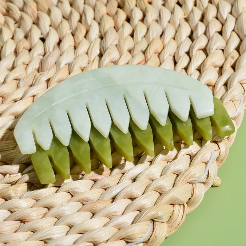 

1PC Jade Wide Tooth Comb - Ten-tooth Massage Scalp Brush Hair Care Tool for Gentle Detangling And Stimulating Hair Growth