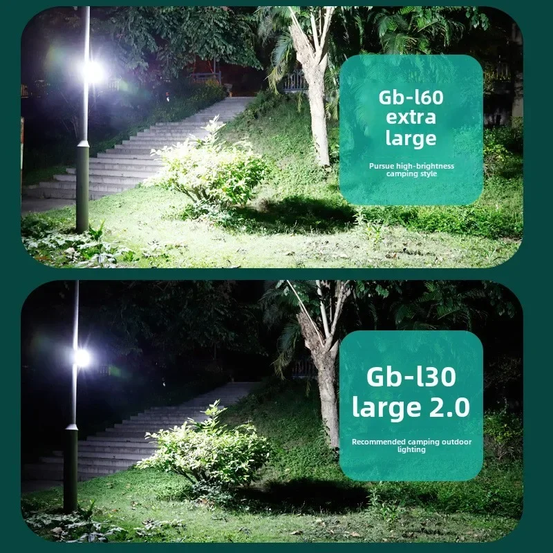Luz de camping al aire libre Gebang, luz de campamento de emergencia superbrillante recargable, lámpara de tienda, luz de larga duración