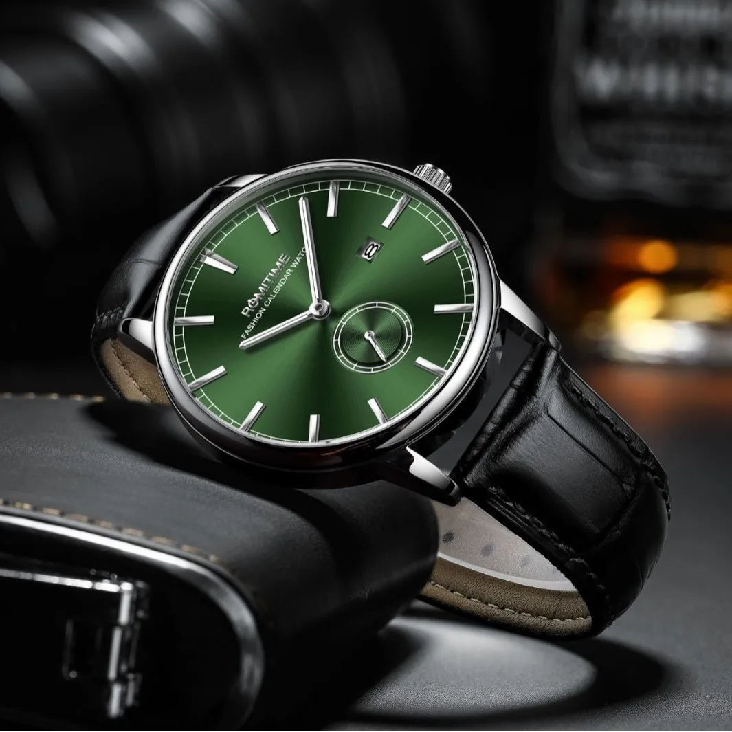 Jam Tangan Kuarsa untuk Pria Gaya Inggris Dial Stopwatch Independen Desain Dua Penunjuk Waktu Posisi 3 Jam Kalender Tali Kulit