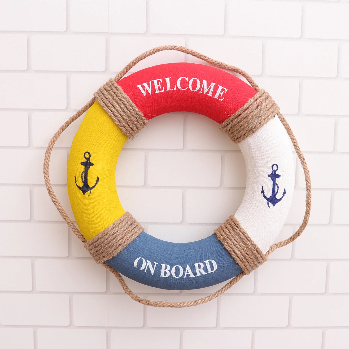 

1pc 30Cm Hanging Lifebuoy Decoration Mediterranean Style Wall Door Home Decorative Ornament For Restaurant Cafe Bar Red Yellow