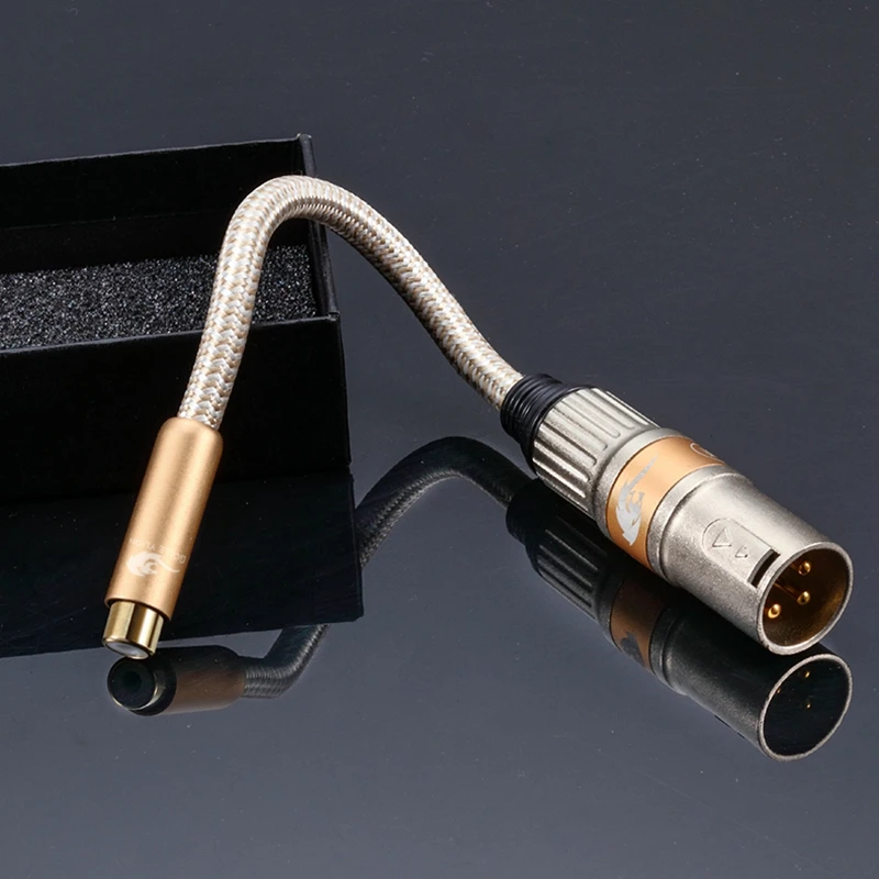 

Audiophile Conversion Cable 20cm 3 Pin XLR Male to RCA Female Braided Shielding OFC Cable RCA F to XLR M Gold Plated