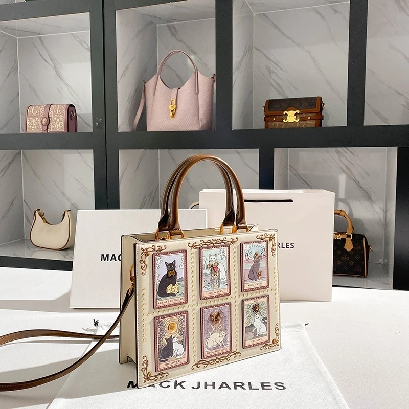New Cat Elf Handbag Tote Stylish Versatile Women's Crossbody Bag Fantasy Trendy Shoulder Purse Square Tote Bag Briefcase Storage
