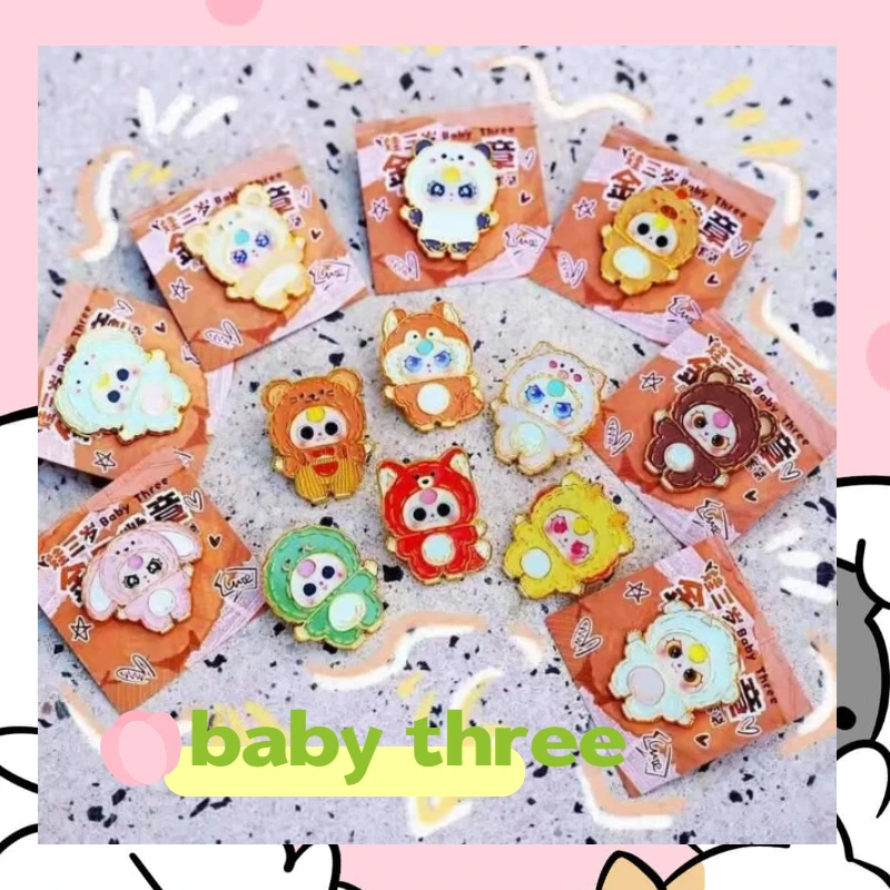 

Kawaii Baby Three Metal Badge Pin Blind Bag Toy 100% Genuine Bag Accessory New Arrival Collectible Pendants Trendy Playthings