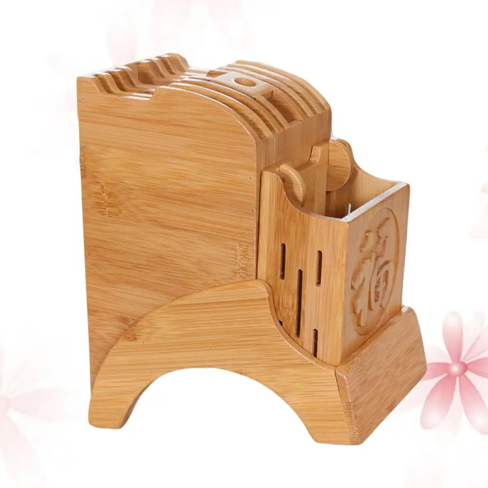 

Bamboo Knife Holder Multi Function Kitchenware Storage Rack Smooth Chopstick Organizer Tidy Tool Rack Long Use Household