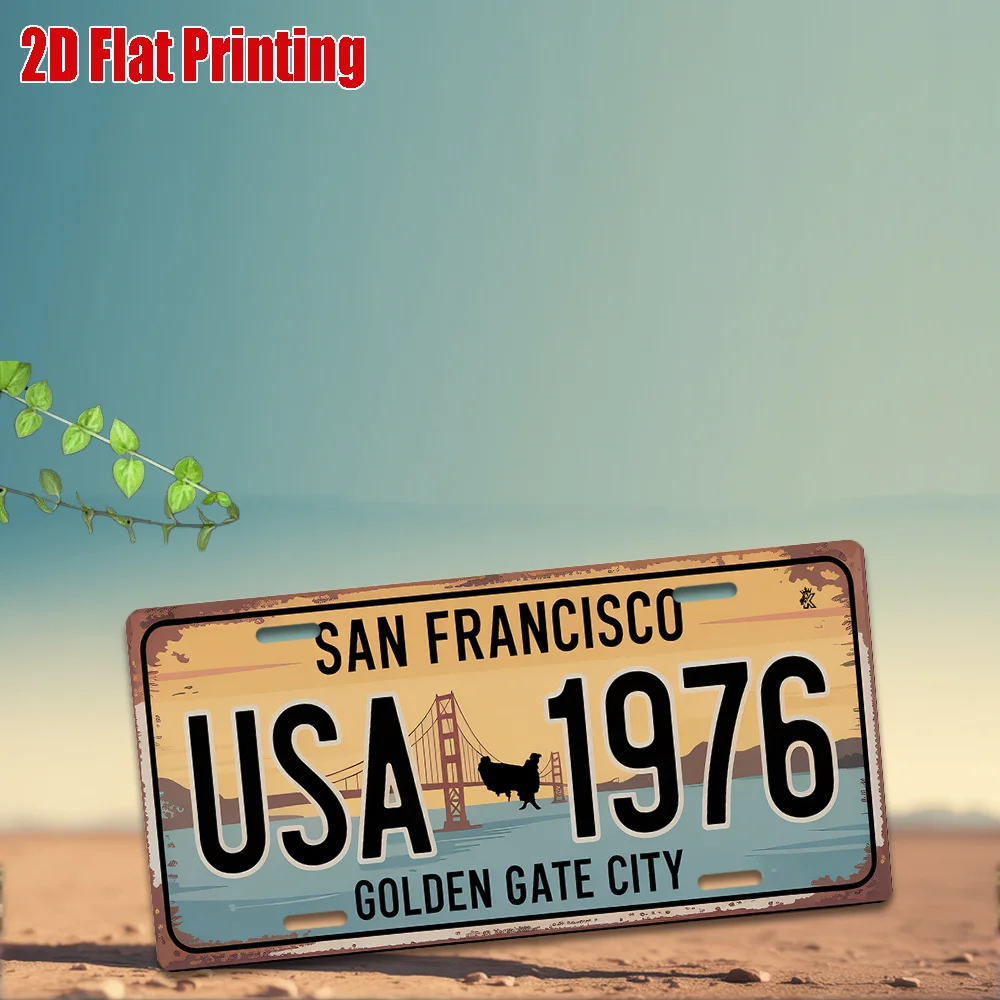 2D Flat,1pc Vintage San Francisco Golden Gate Bridge Metal Sign,Travel-Themed Gift,Golden Gate Bridge Sign for Car Enthusiast