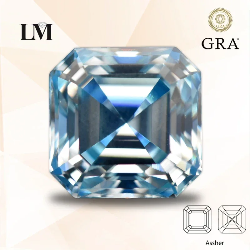 

Moissanite Stone Asscher Cut Ice Blue Color With GRA Certificate Pass Diamond Tester Gemstone Charms Jewelry Making Materials