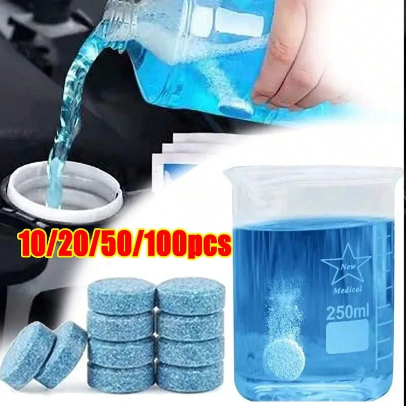10/20/50/100Pcs High Concentration Effervescent Tablets, Front Windshield Cleaning Tablets, Anti-Fogging Agent- Used to remove o