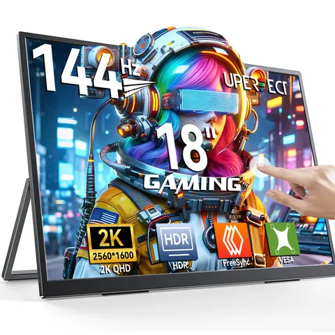 UPERFECT 18 pollici 2.5K 144Hz 400Nits Touch Monitor da gioco portatile Display per PC Laptop Secondo schermo esteso con tipo C Mini HDMI