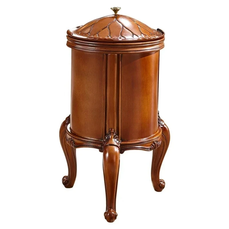 

Левропейское мусорное ведро, роскошное высококачественное американское мусорное ведро с резьбой по цельному дереву и цветком для гостиной