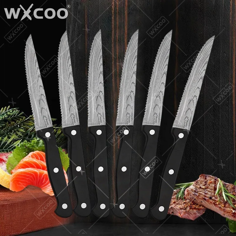 WXCOO Damascus steel Professional Steak Knife Multi-functional Kitchen Knife Barbecue Cooking Tools Beef and Lamb Slicing Knife