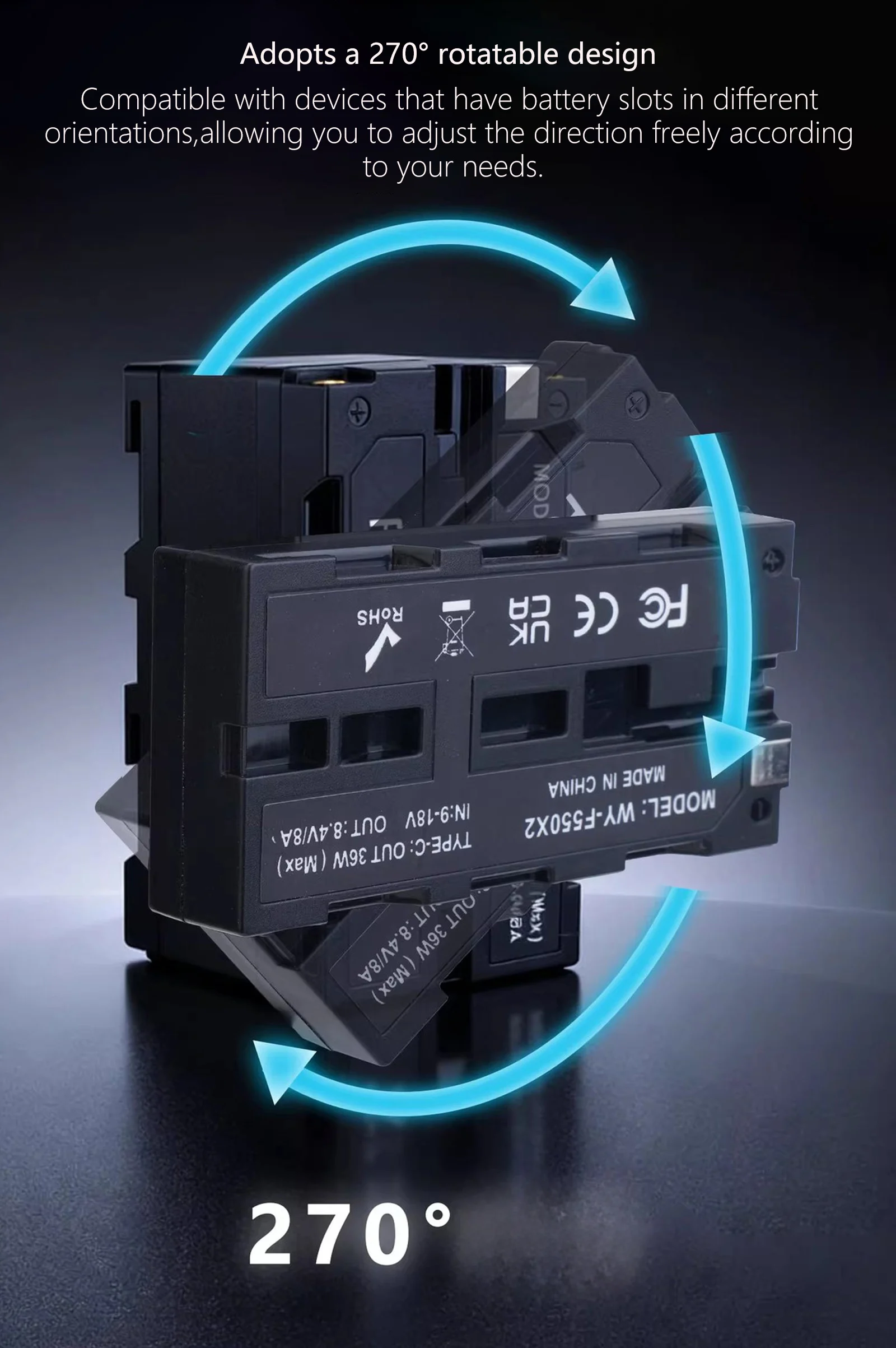 Doppelseitiger NP-F Dummy-Akku-Adapter NP-F550/F750/F970 für Kamera-Monitor Drahtloser Sender D-Tap zu DC 5,5*2,5mm Kabel – Detail 4