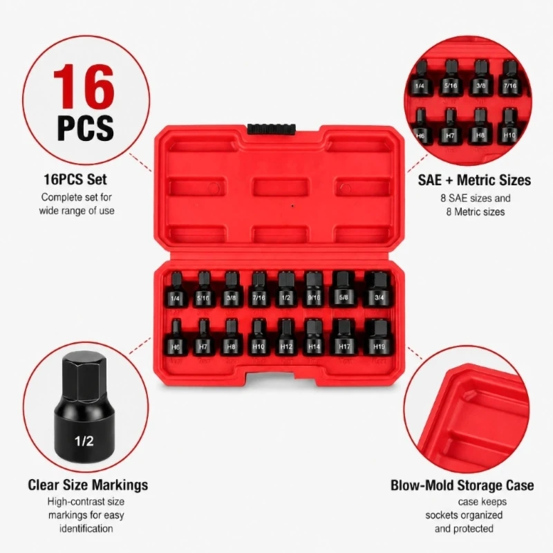 Heat-Treated Steel Tap Holder 16-Piece Mixed Measurement Collection for Damaged Thread Repair and Automotive or M4YD