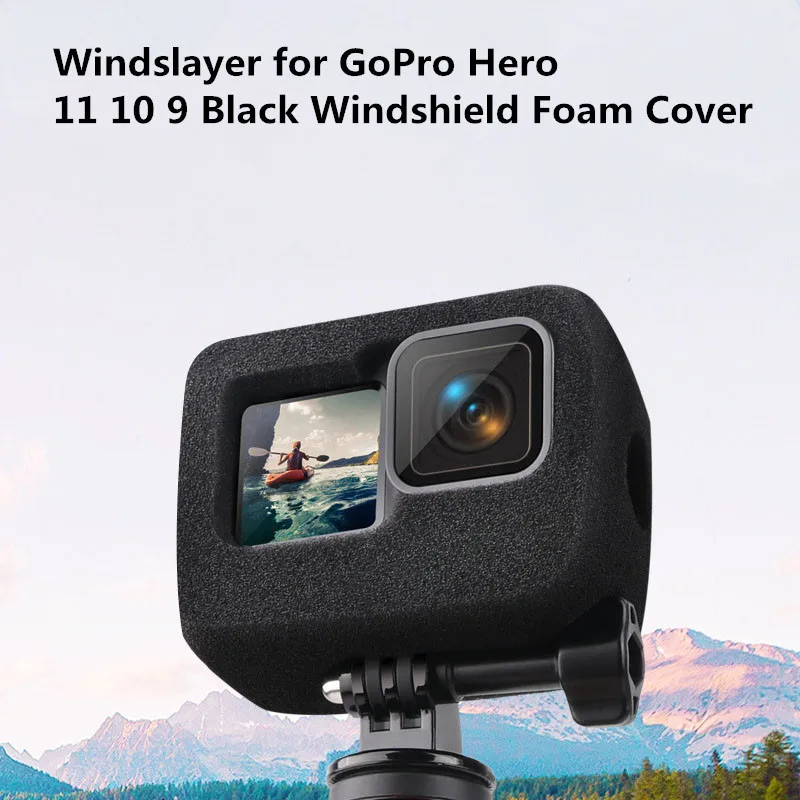 GoPro Hero用フォームノイズリダクションケース,フロントガラス,ブラック,カメラスポンジ,保護アクセサリー,13, 12, 11,10,9