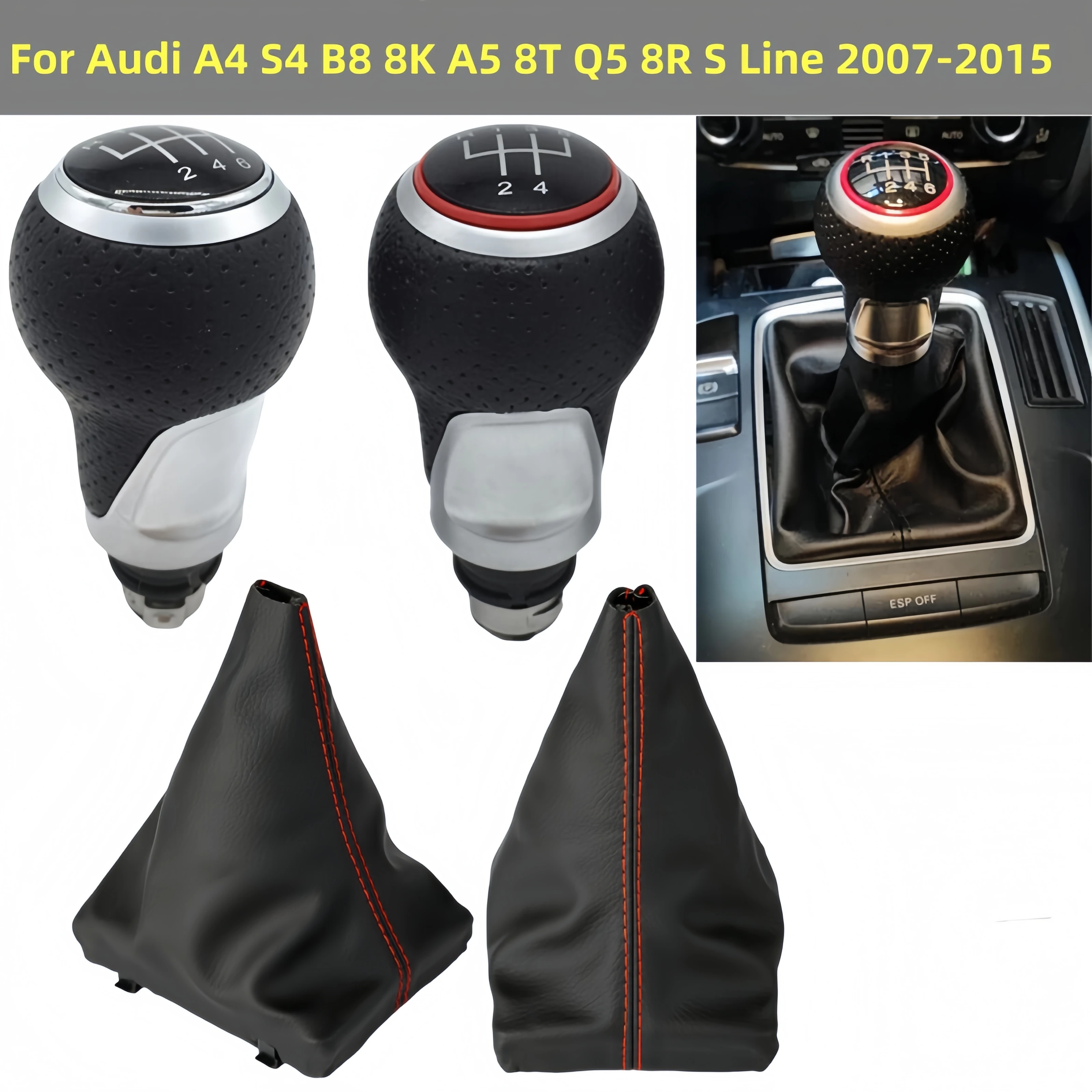 

For Audi A4 S4 B8 8K A5 8T Q5 8R S Line 2007-2015 Car Manual Gear Shift Knob Shifter Lever Interior Replacement Parts