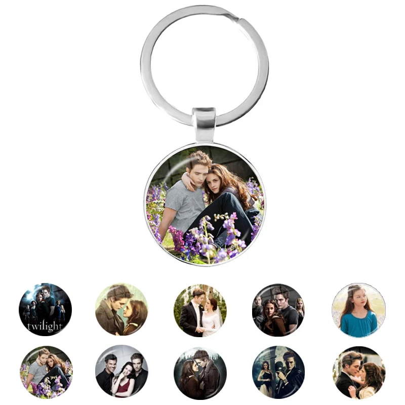 2021 New Twilight Love Keychain Movie Glass Dome Photo Jewelry Round Keyring Women Men's Key Gift