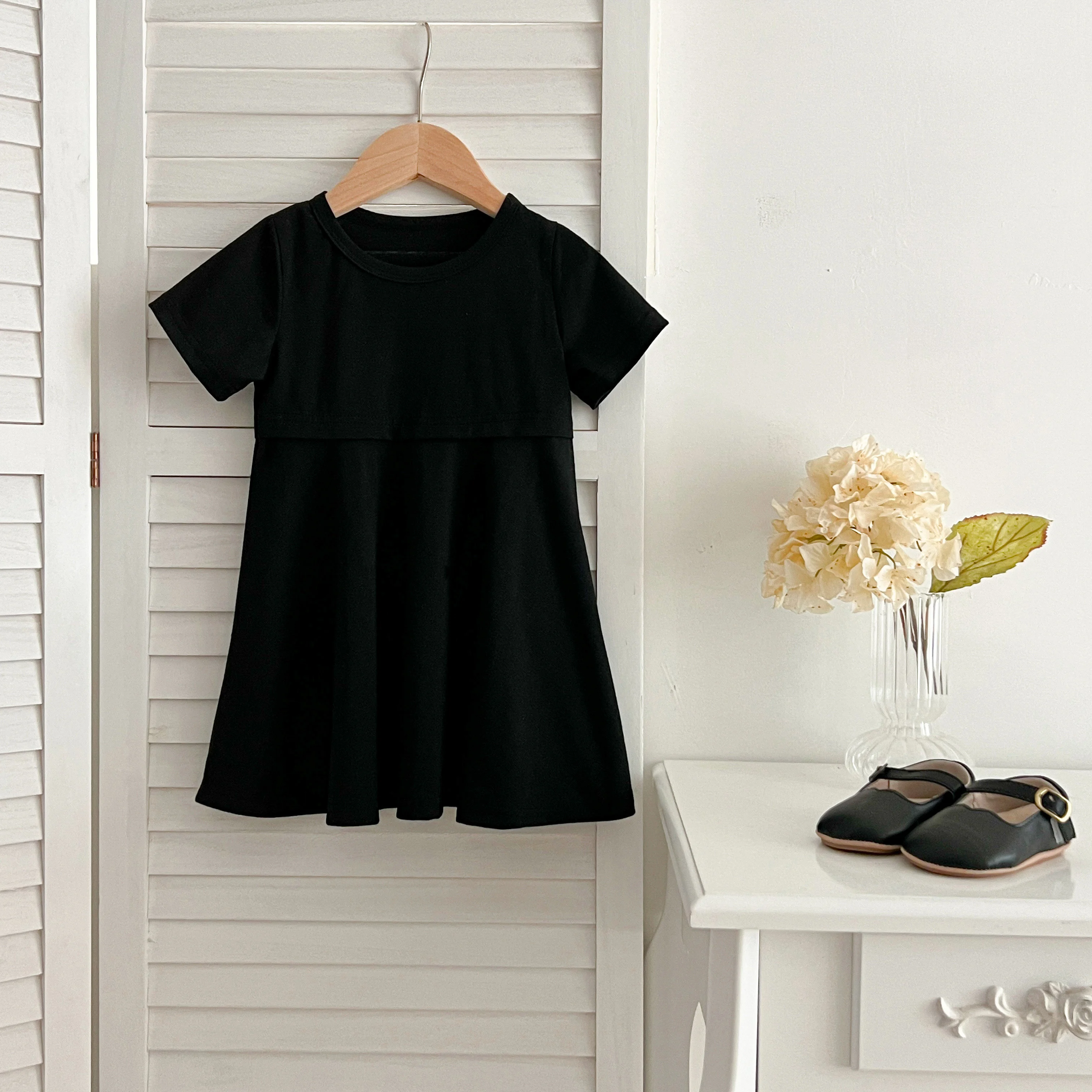 Sommer Kinder Baby Kleid schwarz Baby Mädchen Kleid kurz ärmel ige süße Kleid für Mädchen Kurzarm eine Linie Party Kleid Mädchen Kleidung – Detail 3