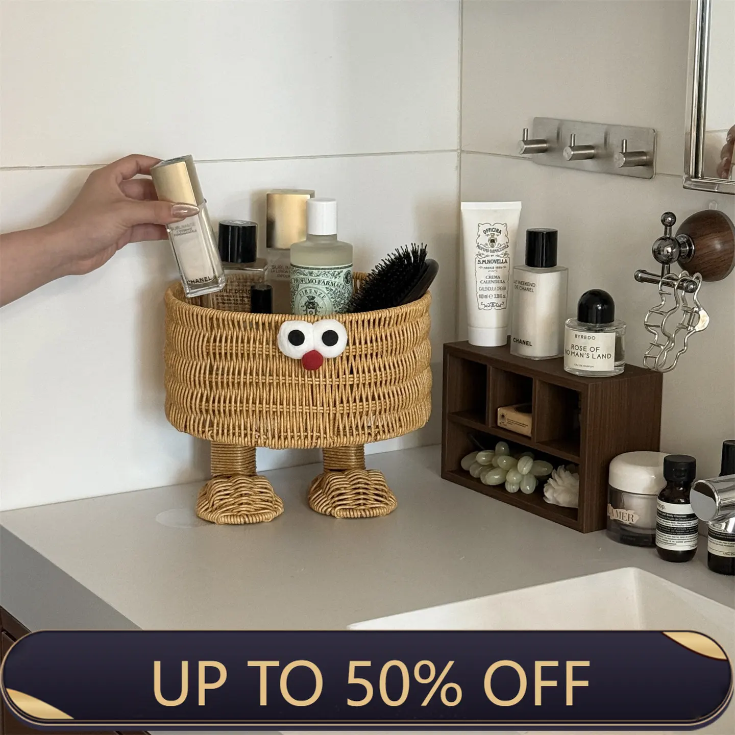 Cute Rattan Storage Basket Desktop Snack Bread Miscellaneous Storage Basket Fruit Plate