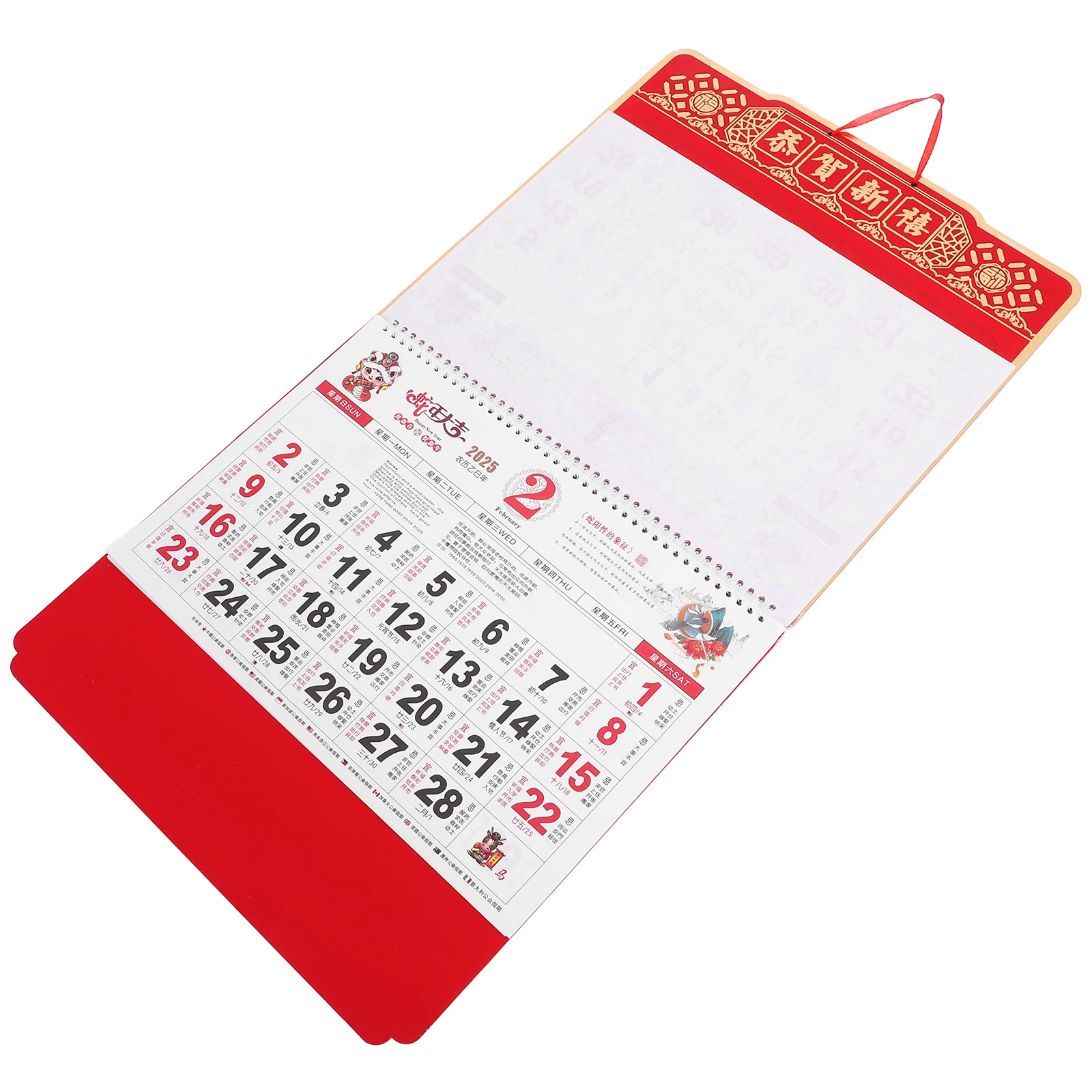 

Golden Snake Wall Calendar 2025 Decoration for Canlendar Year Chinese Monthly Hand Torn